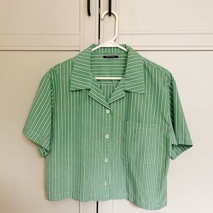 Grass green stripe fashion shirt